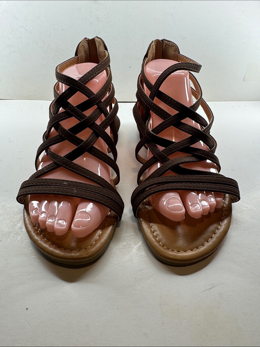 Women's Brown Strappy Cage Sandals - Classic Open Toe